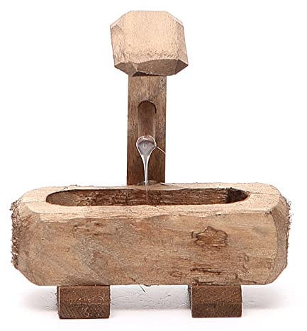 Holyart Brunnen für Krippe Dunkelholz 8x5x8cm