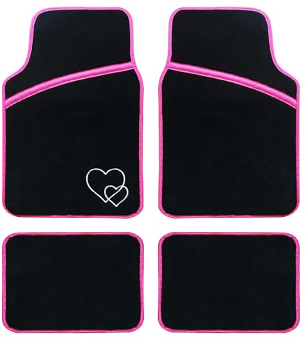 Enerfero Lot de 4 tapis de voiture universels antidérapants en moquette pour véhicule Rose