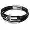 JewelryWe Schmuck Armband Herren Lederarmband Retro Kreuz Handgefertigt Leder Geflochten Mehrreihig Wickelarmband Armreif Manschette mit Edelstahl Magnetverschluss, Schwarz Silber