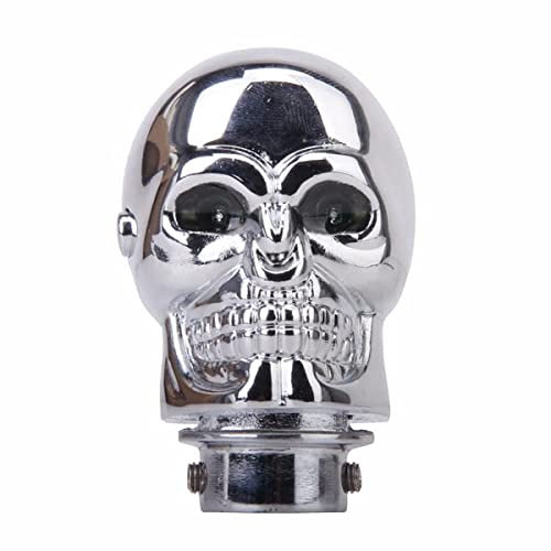 Pomo del cambio de marcha del coche LED azul, calavera universal, plata
