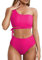 Wantonfy Una Spalla Bikini Donna Costumi da Bagno Costume Set di Due Pezzi Vita Alta Swimsuit