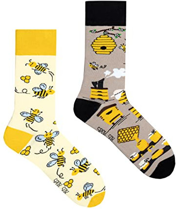 Spox Sox Casual Unisex - lustige, verrückte, bunte Socken für Damen und Herren, Gr. 44-46, Bienen