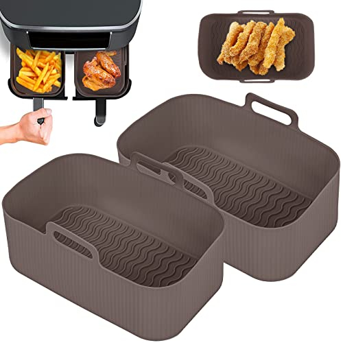 Snewvie Silicone Pot for Air Fryer, Dual Air Fryer Liners, 2 Pack, BPA Free, Dishwasher Safe, Suitable for Ninja Dual AF400UK & AF300UK, Microwave, Oven