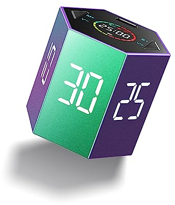 Ticktime Pomodoro Timer, Produktivität Würfel Timer, Pause & Resümee, Leise, Vibration & Alarm, für Arbeit, ADHS, Büro, Aufgabe, Besprechung, Lern, 3/5/10/15/25/30min & Custom Countdown- Lila