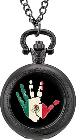 Mexiko-Flagge, Palmen-Legierung, Vintage-Taschenuhr, niedliche Hänge-Uhren, Anhänger-Halskette