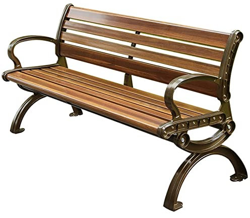 HUHJYUGE Balkon Bank 2 Sitzer, Outdoor Bank Wetterfest Bequem, Parkbank Aus Aluminium Gestell, Mit Rückenlehne & Geschwungener Armlehne, 500kg Belastbar, Für Terrasse & Garten (120cm)