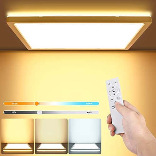 LEZOE LED Deckenleuchte Dimmbar mit Fernbedienung, 18W 1800lm Flach LED Deckenlampe Dimmbar, 3000-6500K H2.5cm Dünn, Wohnzimmerlampe für Badezimmer Schlafzimmer Küche Keller Balkon 22x22x2.5cm
