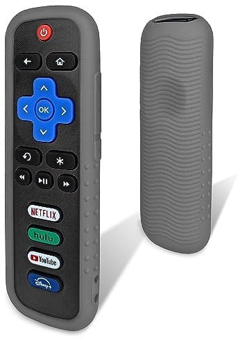 Protective Cover for Roku Remote - Environmentally Friendly Silicone Material, Drop-Proof, Dust-Proof, Washable, Compatible with Most Models of Roku Voice Remote Skin, Roku TV Remote Case (Gray)