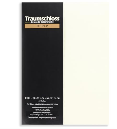 Traumschloss Edel-Jersey Spannbetttuch Topper | Mako Baumwolle mit Elasthan | Hautsympathisch, samtweich & angenehm zur Haut 140-160x200-220 Schnee