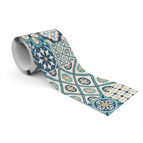 Muralo - Selbstklebende Bordüre - Tapetenbordüre Wandbördure - Dekorative Wandtatto für Wände, Möbel, Decken, Tapeten, Wandverkleidungen, Türen - Marokkanisches Mosaik - Br.10cm x Hö.300cm