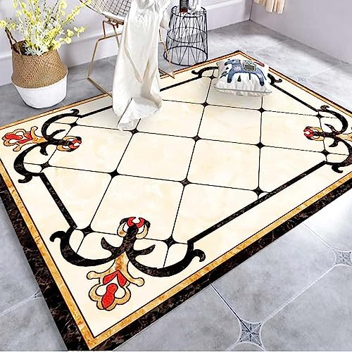 Vintage Schwarz Kariertes Braun Teppich Kinderteppich Wohnzimmerteppich Schlafzimmerteppich 3D-Gedruckter Superweicher Flanellteppich 40 X 60 cm - Leicht Zu Reinigendes, Weiches Polyester -2E7S-H2