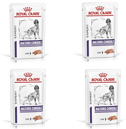 ROYAL CANIN Mature Consult Mousse | 4er Pack | 4 x 12 x 85 g | Nassfutter für Hunde | Kann dabei helfen das Wohlbefinden von älteren Hunden zu erhalten | Mousse in Frischebeuteln