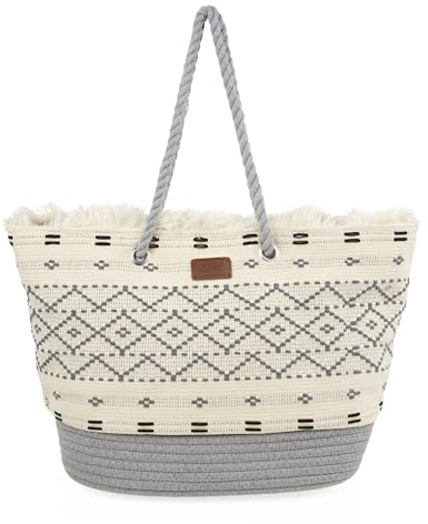 SKPAT - Sac de Plage Femme: Sacs de Plage XXL, Sacs en Toile, Sacs Cabas, Sacs en Tissu, pour un été inoubliable. Ne partez pas sans votre Sac Plage Femme, Gris