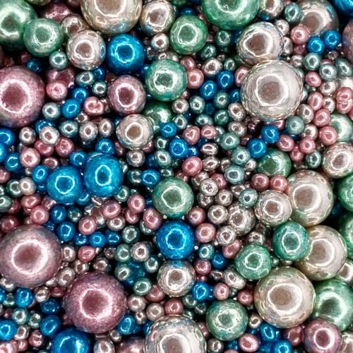 Scrumptious - Pearls Mix - High Shine Multicoloured Cake Topper Sprinkles - 30g Edible Shimmer Ball Cupcake Decorations - Perfect for Weddings, Christenings & Parties