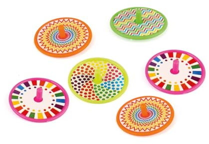 P'TIT CLOWN - 23460 Kreisel – 6 Stück – Spielzeug für Pinata – 4 x 4 x 1 cm – zufällige Farbauswahl