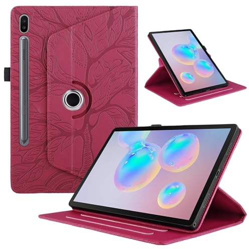 TEDTIKJT Coque Tablette Samsung Galaxy Tab S6 10.5 Pouces 2019 Coque SM-T860/T865 étuis PU Cuir 360°Rotatif Multi-Angle Stand Flip Protection Housse Samsung Galaxy Tab S6 Rotating Cover, Rouge