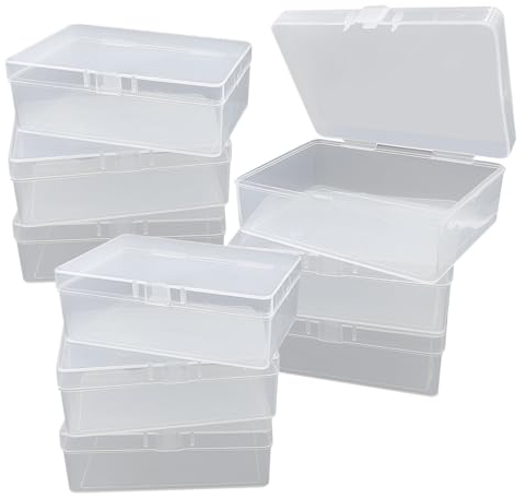 XINGSUI 9 Piezas 10 x 7 x 3.5 cm Caja Cuadradas Plástico, Almacenamiento de Cuentas de Plástico, Caja Organizadora Manualidades Apilables,para Guardar Accesorios y Objetos Pequeños
