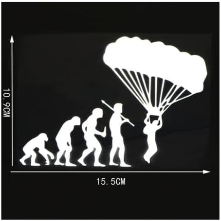 Car Sticker Dog Personalised 21 Cm (8.6 Inches) Parachute Evolution Car Sticker Vinyl Sticker Art Sky Diver Ape Man Black/Silver (def1m14347)