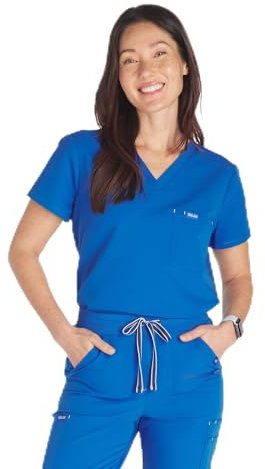 DOLAN Mayfair Damen-Schlupfkasack, V-Ausschnitt, 2 Taschen, weich und langlebig, pflegeleicht, Königsblau, Groß