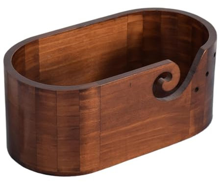 Wooden Yarn Bowl - Handmade Craft Knitting Bowl | Knitting Yarn Bowl Holes | Yarn Bowls Crochet Knitting Bowl | Smooth Crochet Bowl Wooden Weaving Thread Bowl for Women