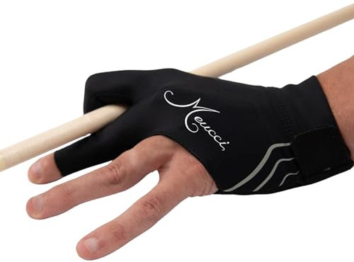 Meucci Elite Stroke Billardhandschuh, Schwarz - Poolhandschuh mit Anti-Rutsch-Polsterung für sicheren Halt und geschmeidigen Schlag - linke Hand, Größe: Medium