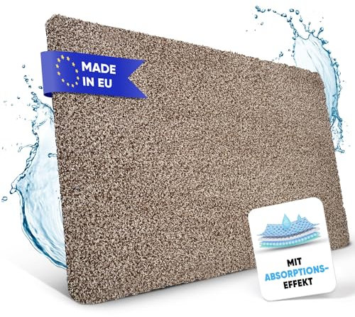 Entrando Fussmatte 50x80 cm - innen und aussen - Baumwolle - rutschfest, waschbar, robust - passt unter der Tür - für Haustür oder überdachten Eingang, Terrasse, Balkon (Beige)