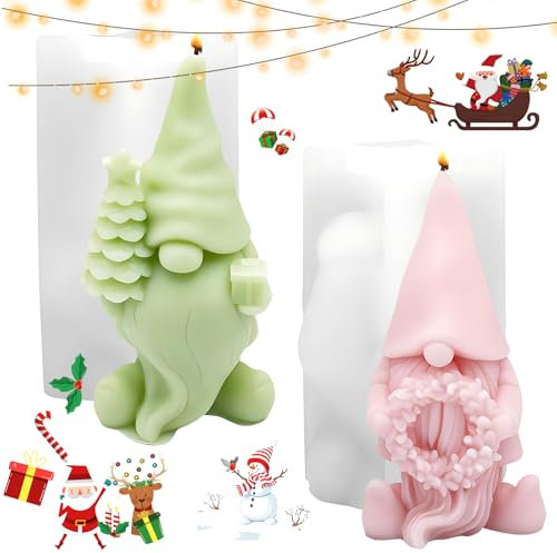 Mein HERZ 2 Pezzi Stampo in silicone per Natale,3D Stampi per Candele Natalizie,3D Silicone Moulds per la Produzione di Candele,Cioccolato, Decorazioni Natalizie Fai Da Te
