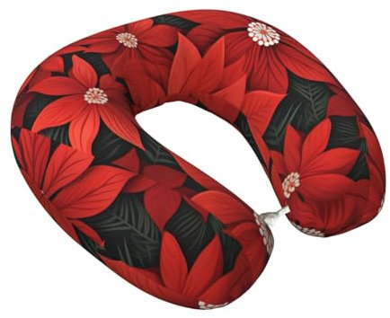 Mexpekil Reisekissen, Weihnachtsstern, Nackenkissen für Reisen, Flugzeug, Auto, Büro, Nackenstütze aus Memory-Schaum