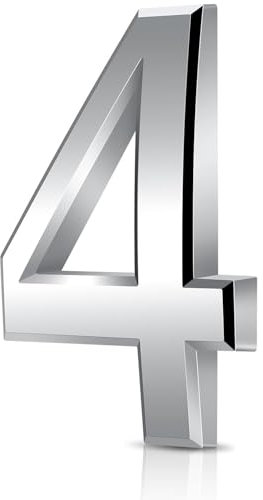 3 Inches Door Numbers Silver Self Adhesive 3D Mailbox Number Waterproof House Door Numbers Street Number Stickers for House Mailbox Apartment Hotel Courtyard Cafe (4)