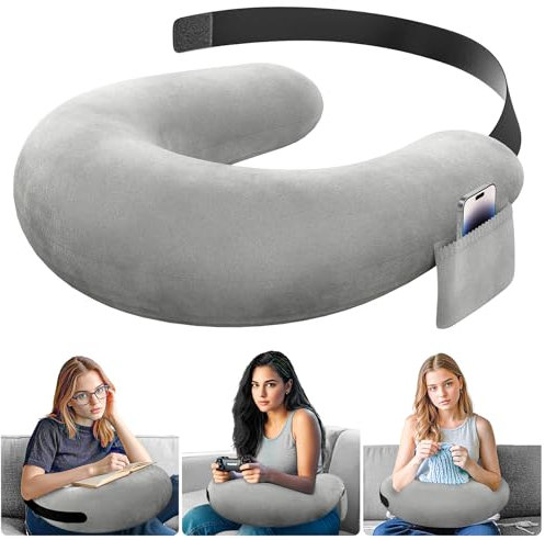 Gaming Kissen & Lesekissen, Reading Pillow für das Sitzen auf dem Bett/Sofa/Fußboden, Fütterungs/Häkelkissen mit großer & Ergonomic Gaming Pillow, Gamer Kissen für Ipad/Laptop - Grau