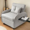 KAZZIO Multifunktionales ausziehbares Einzel-Schlafsofa – mit Bettfunktion, Liegestuhl und Sessel, dreifach verstellbares Sofa-Bett, ideal für kleine Räume, mit klappbaren Teetischen (Grau)