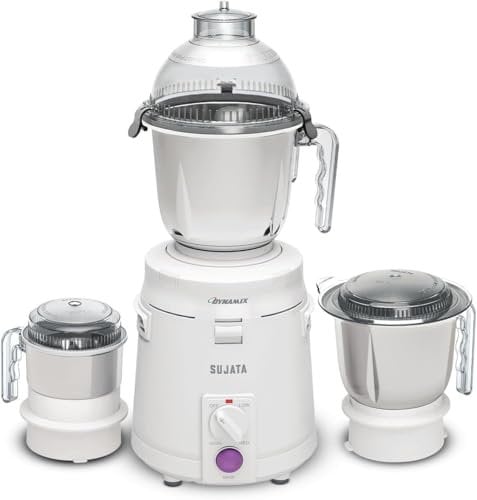 Sujataa Dynamix 900 Indian Mixer Grinder Watts Mixer Grinder | 22000 Rotations Per Min | 90 Minutes Continuous Running | 3 Versatile Jars 1500 ml, 1000 ml and 400 ml