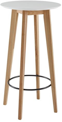 Stehtisch 60x110x60 cm Weiß Rund | Bartisch für 4 Personen | Moderner Tisch für Bar | Design Partytisch Holz | Hochtisch Eiche Skandinavisch