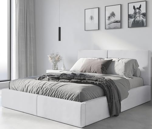 Interbeds Polsterbett Bett Doppelbett mit Stauraum mit Lattenrost Bettkasten Boxspringbett hydrophob gepolsterter Bettrahmen (weiß, 120x200)