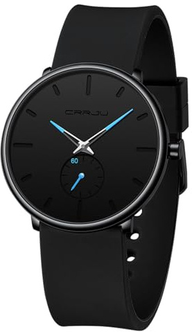CRRJU Herren Uhren Silikon Armband Ultra Dünne Wasserdichtes Männer Uhr Minimalistische Armbanduhr Herren Sportuhr ﻿