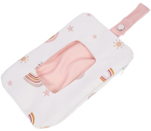 SAFIGLE Portable Baby Wipe Dispenser Bag Refillable Small Wipes Container with Hanging Loop Lightweight Polyester-Cotton Material for Travel and Stroller Use