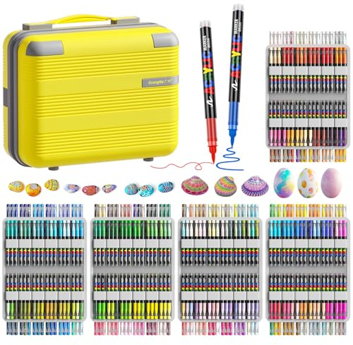 Sanyetral 360 Colors Acrylic Brush Markers Set,Brush Tip 1-5MM | Acrylic Paint Pens for Paper, Clothes, Shoes, Stones, Mugs, Ceramic, Metal, Art Crafts Supplies Gift