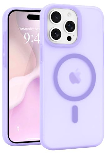 Micoden for iPhone 15 Pro Max Case Silicone Clear Compatible with Magsafe | Soft Skin-feel Translucent Matte,Raised Camera Shockproof Protective,Cute Slim Magnetic Cover for Men Women-Purple