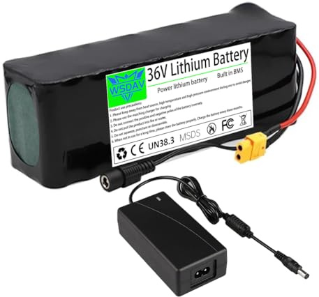 WSDAV Batterie Lithium-ION 36 V (10 Ah, 12 Ah, 15 Ah, 20 Ah) avec Chargeur, pour Moteurs de 0 à 720 W.,36v12ah
