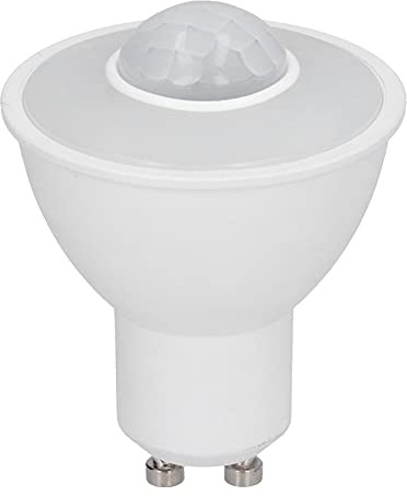 OVAQUIXI GU10 Motion Sensor Light Bulb, 5W 500LM 6000K White LED | Aluminum PC build, dusk to dawn indoor ceiling corridor use, AC100-240V compatible, 180 degree beam