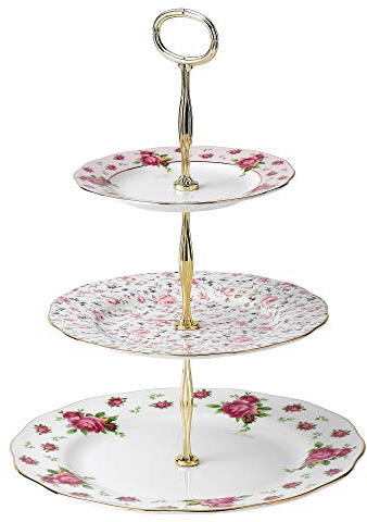Royal Albert Modern Vintage NCRWTW25867 3 Tier Cake Sand, Fine Bone China, Country Roses White