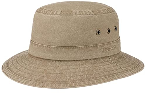 Stetson Reston Freizeithut Damen/Herren (Kophöhe ca. 9cm) - Schlapphut aus Bio-Baumwolle Packable - Baumwollhut mit 40-fachem UV-Schutz - Frühjahr/Sommer braun M (56-57 cm)