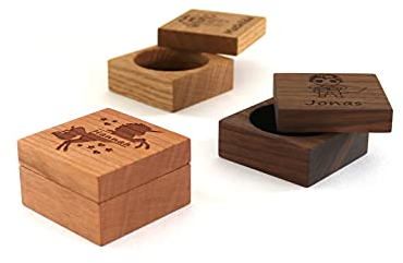 STREIFHOLZ Milchzahndose personalisiert, Zahndose aus Holz mit Gravur, Döschen für Milchzähne, individuelles Geschenk für Jungen und Mädchen