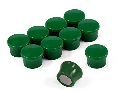 Small High Power Green Memo Board Magnets for Fridge, Whiteboard, Noticeboard, Filing Cabinet - Pack of 10