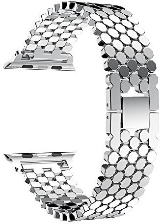 AISPORTS - Cinturino di ricambio compatibile con Apple Watch da 45 mm,44mm, 42mm,per donne e uomini, in acciaio inox, regolabile, cinturino di ricambio per Apple Watch SE/iWatch serie 7/6/5/4/3/2/1