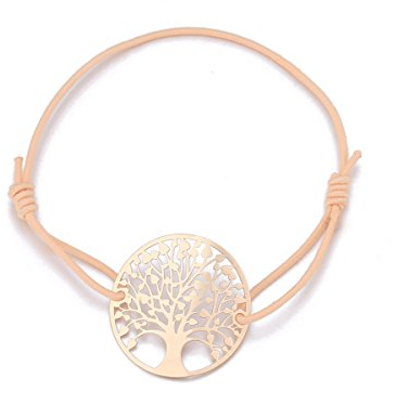 Bracelet Arbre de Vie pour Femme, Bracelet Strand Charm Bracelet Manchette Amitié Bracelet Or Argent Fille (Or rose avec corde rose)