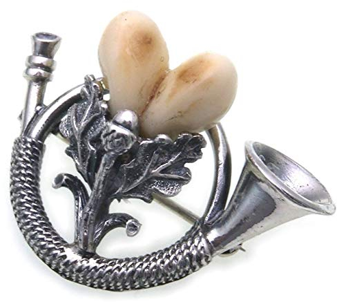 Grandel Brosche Jagdhorn Silber 925 Jagdschmuck Grandelschmuck Grandelbrosche