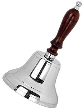 Neez Campana Mano - Metallo Campanelle Natalizie per Scuola, Babbo Natale & Ristorante - Campanello da Tavolo & Campana Natalizie con Gancio a Parete (5.5 Campanello Ottone)