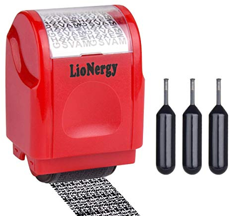 Identity Protection Roller Stempel LioNergy Wide Roller Identity Theft Prevention Security Stempel (Rot)