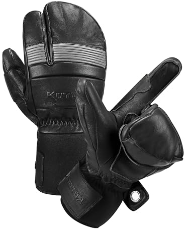 KUTOOK Skihandschuhe Herren Damen Kinder Ski Snowboard Fäustlinge Fausthandschuhe Winterhandschuhe wasserdichte Professionelle Handschuhe für Skifahren Snowboard Schwarz L